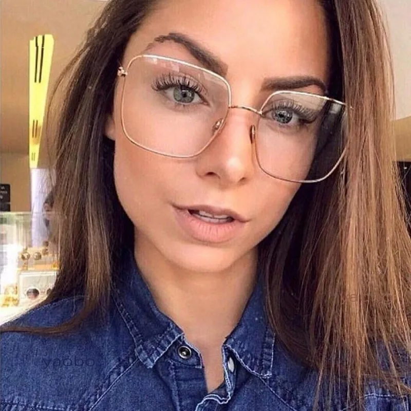 Retro Alloy Square Frame Eyeglasses Women Brand Clear Glasses Myopia Men Reading Computer Goggles Transparent Shades