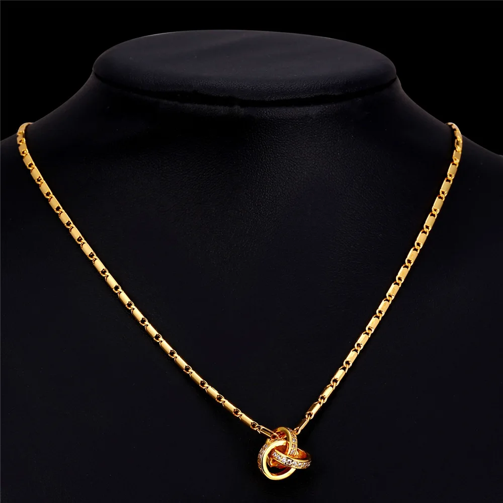 U7 Позолоченный Циркон Ожерелье С Камнями Для Женщин Ювелирные Изделия Цветок