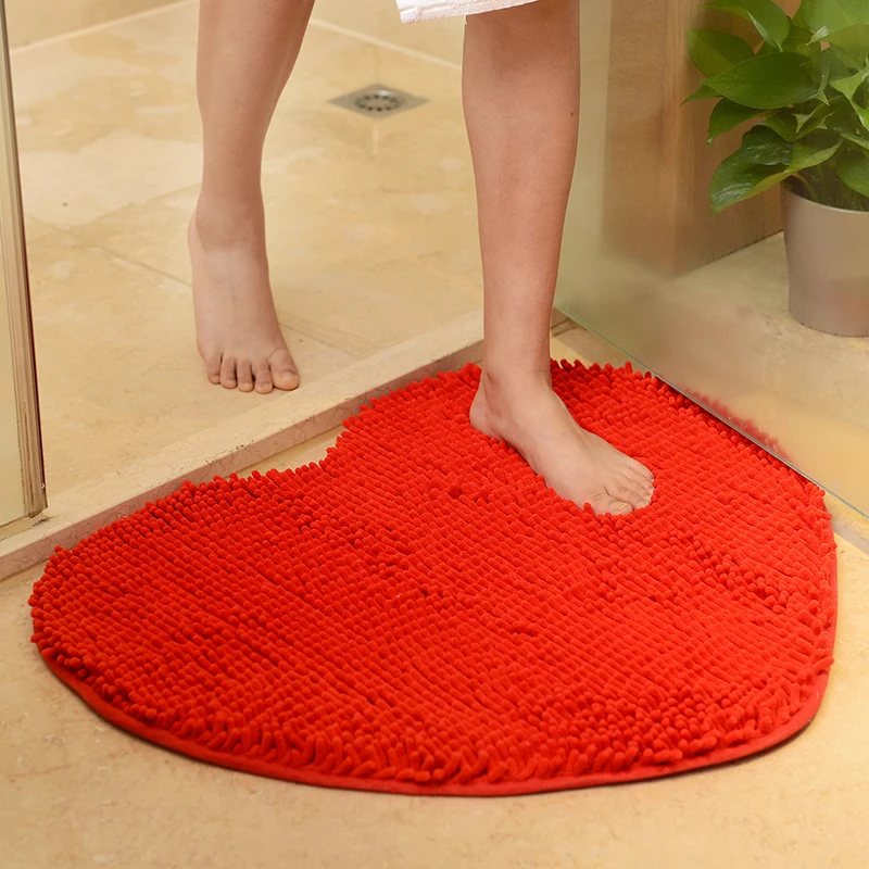 Güzel kalp şekli banyo paspasları sevgililer günü için, kaymaz banyo halısı seti, banyo halı paspas, alfombra tapis bain