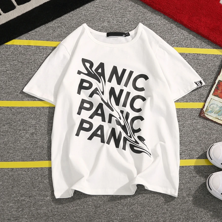 Мужская хлопковая футболка в стиле Харадзюку повседневная короткая Корейском с