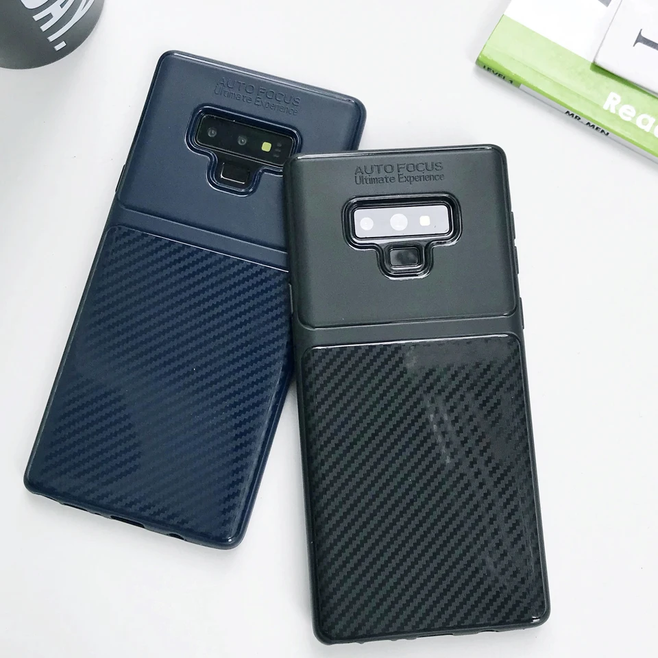 Матовая ТПУ Броня углеродного волокна чехол для телефона samsung Galaxy Note 9 8 S9 S8 S7 край