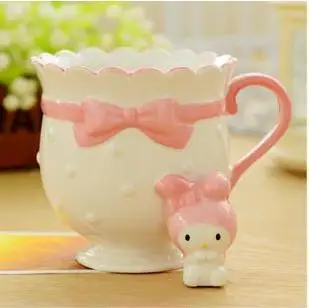 Kawaii Милая принцесса розовый кролик мультфильм hello kitty керамическая чашка для напитков кофейная кружка