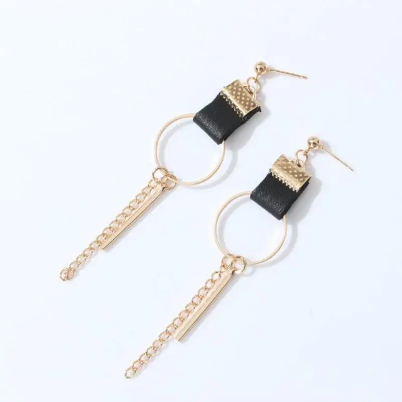 Серьги женские из кожи с круглыми кисточками геометрические серьги сережки|colorful
