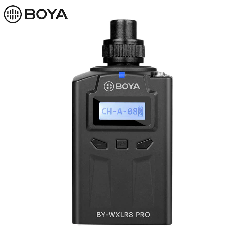 BOYA BY-WXLR8 профессиональный микрофон PLL синтезированное Управление осциллятор микрофон 48 каналов Plug-on передатчик ЖК-дисплей Дисплей XLR соединения