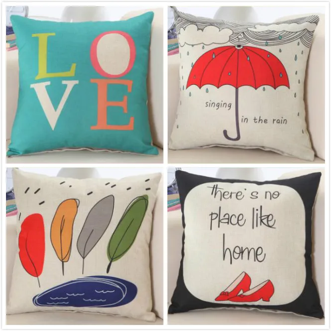 Креативная детская Милая льняная Подушка с принтом LOVE наволочки для дивана