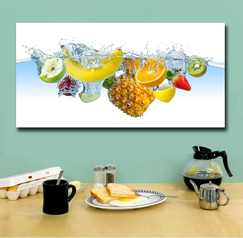 Large Size Oil Painting All kinds of fruit With Water Wall Art Canvas Prints Pictures For Living Room And Bedroom No Framed |