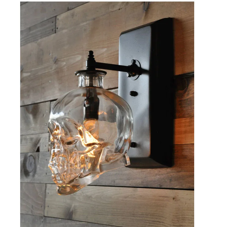 Loft Vintage Skull Glass Bottle Totenkopf Lampe Pendant Light Fixtures Lamparas Lamp Hanglamp Bar Lampada Bottiglia | Освещение