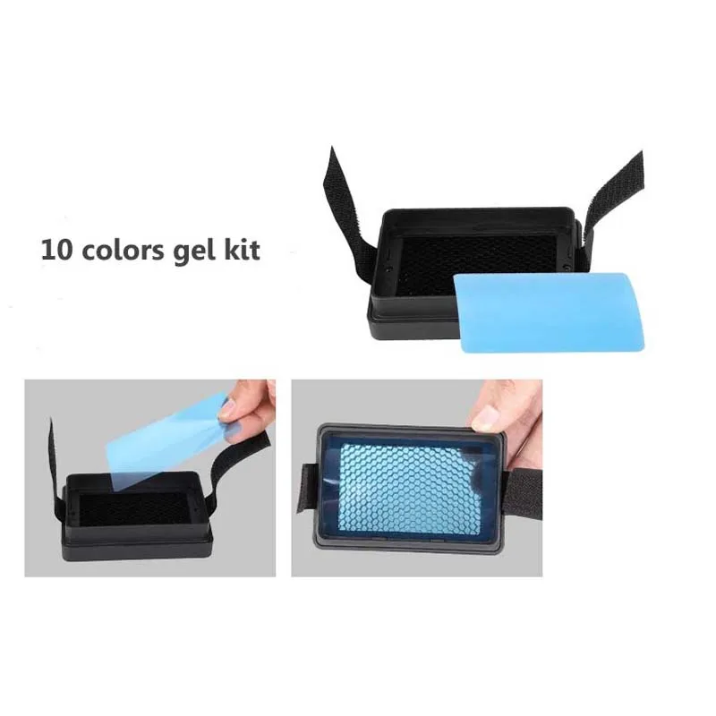 Комплект для вспышки FALCON EYES Honeycomb Grip с 10 цветными гелями Canon Nikon YONGNUO Metz Nissin flash Gun