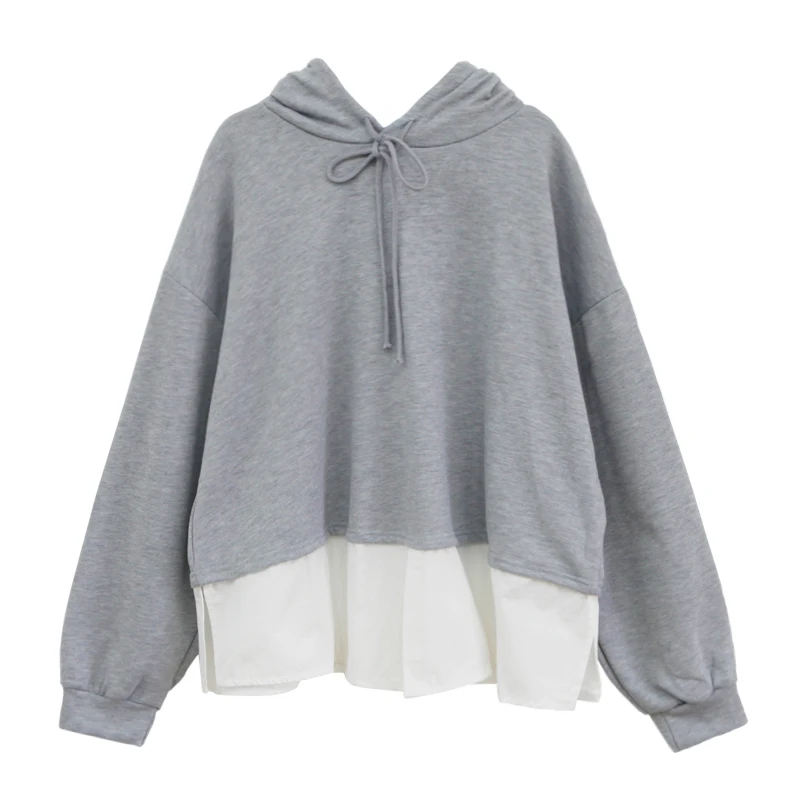 3 colors autumn korean style long sleeve sweatshirts womens faux two pieces hoodies (C6266) | Женская одежда
