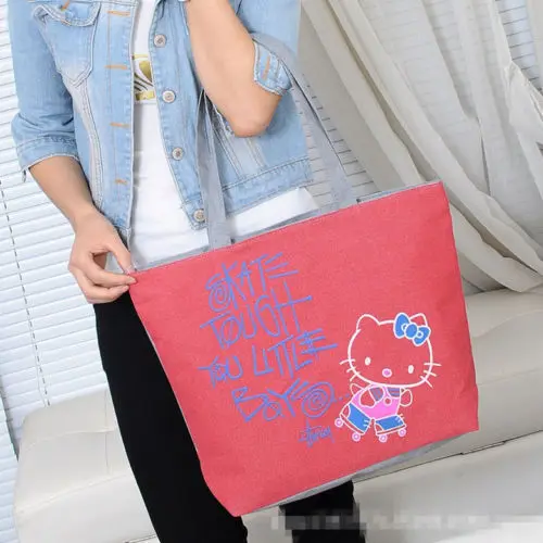 Hello kitty Для женщин Девушка Hellokitty холщовой/Сумка Кошелек Сумочка yey-89CB - Цвет: Red