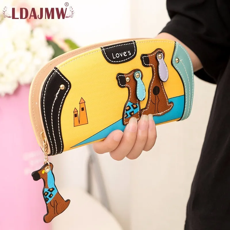 Корейская версия милый кошелек на молнии с изображением щенка длинная модная