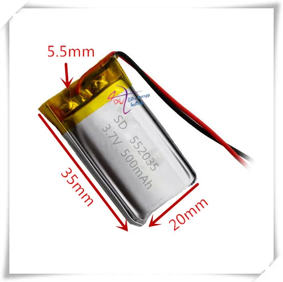XHR-2P 2,54 500 mAh 552035 умный носимый массажер звуковой инструмент красоты 3,7 V литий-полимерный аккумулятор