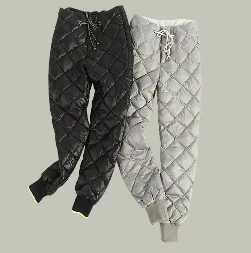 Women White duck down pants 2019 winter new fashion warm high waist trousers solid big size loose casual style gx1628 | Женская одежда