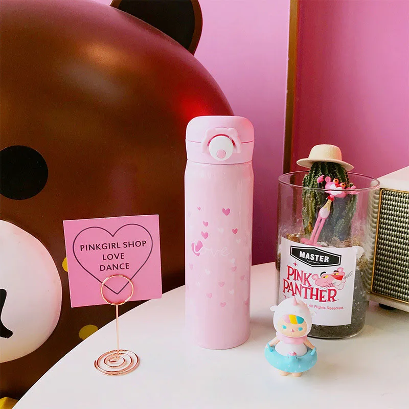 Love 500ml Boxi портативный мультфильм термо кружка из нержавеющей стали дети бутылки воды милый Единорог большой емкости путешествия на открытом воздухе чашка для питьевой воды - Цвет: Love 500ml