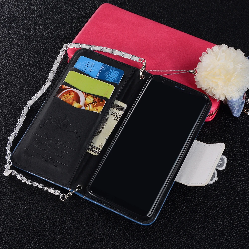 Кожаный чехол Sunjolly Chain Jasmin для Samsung Galaxy S9 S8 Plus S7 S6 Edge Note 9 8 5 4 с откидной
