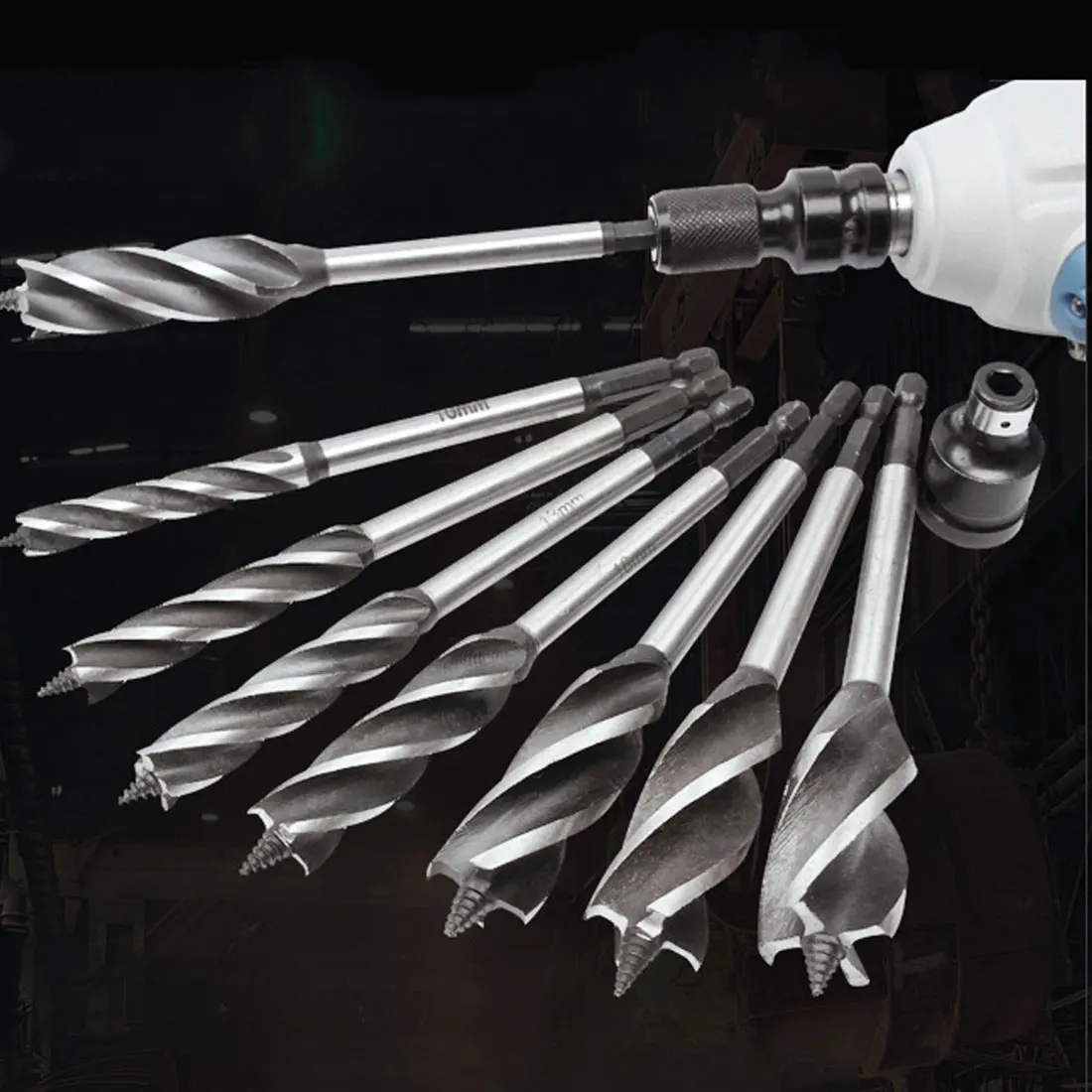 Дерева вырезать сверло 4 слота 4 краями изображением Лила Твиста 10/12/16/18/20/22/25 мм, буровое долото из высокопрочной стали, набор для сверления с резьбой для резки дерева, земельный шнек сверлы, плотник Столярный инструмент