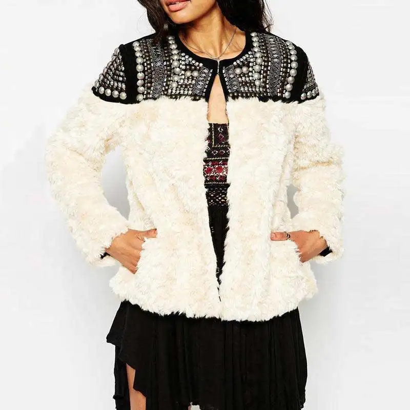 Богемный Вдохновленный Панк пальто из искусственного меха Женское с заклепками