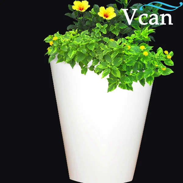 Rechargeable RGB Outdoor White Plastic Planter red white yellow colours change VC-F3040 for garden pot