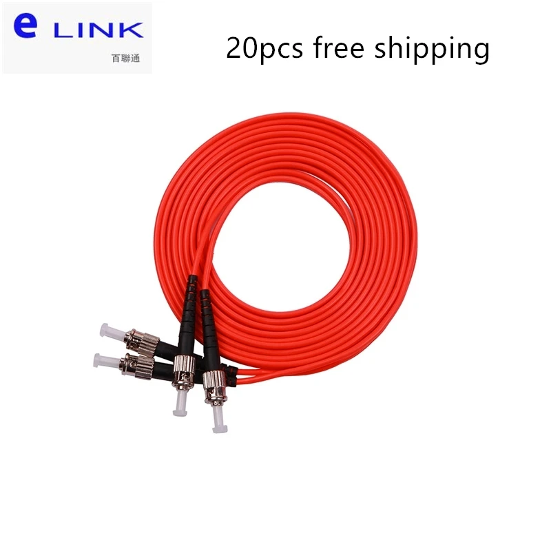 20pcs ST UPC TO ST UPC fiber patch cords duplex multimode 50/125um orange cable optical fibre jumper free shipping ELINK low IL