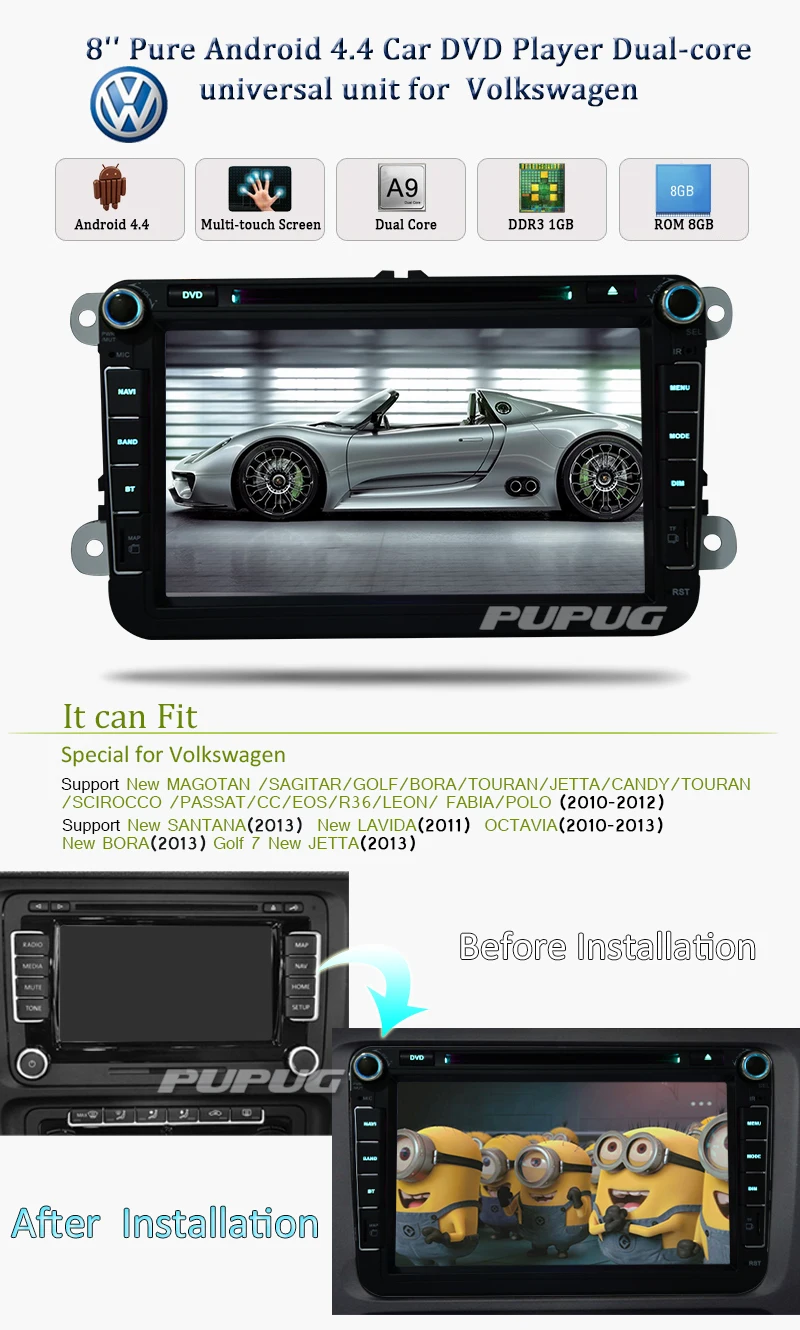 Цифровой ТВ 4 ядра Android4.4 автомобильный DVD GPS для VW Golf 5 6 поло jetta Touran Passat Tiguan Sharan Scirocco