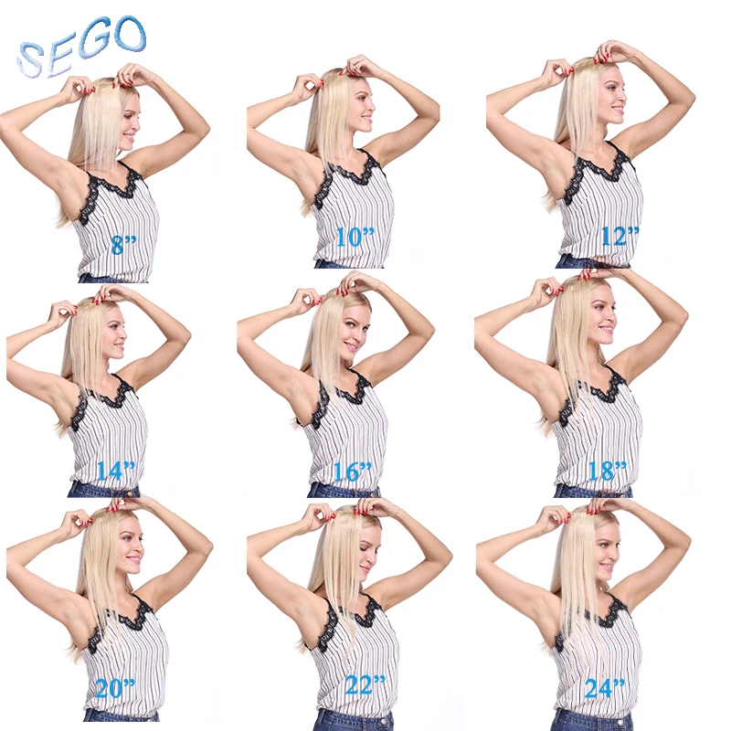 SEGO 1"-24" 70 г-120 г двойной вытяжки с зажимом в Пряди человеческих волос для наращивания не Реми 8 шт./компл. натуральные волосы#1# 1B#2#4#6#24#60#613