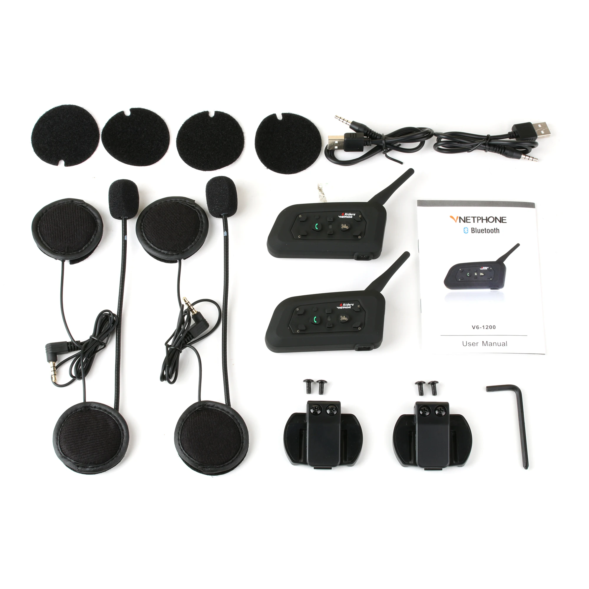 QPLOVE VnetPhone 2 комплекта V6 Bluetooth Интерком мото мотоциклетный шлем аксессуары динамик