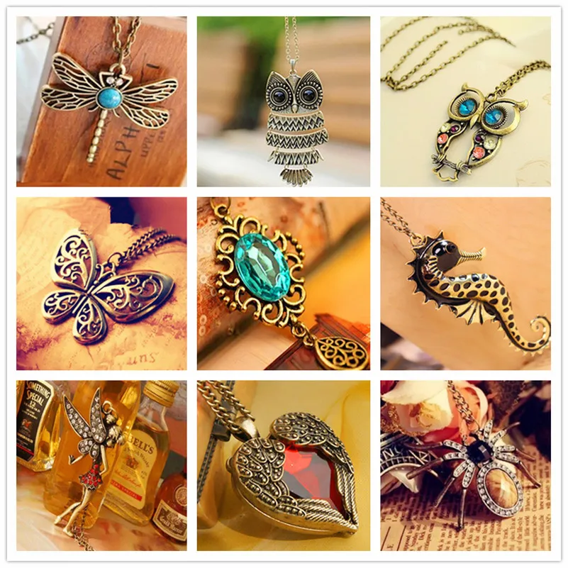 Винтажное ожерелье для женщин с подвеской в виде совы пера сердца бабочки кота