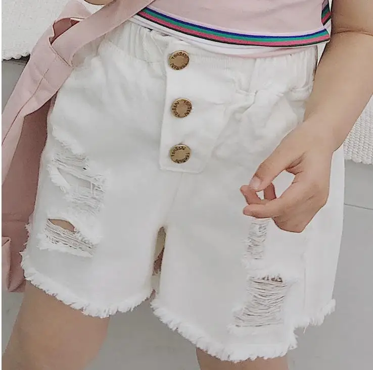 Children Denim Shorts For Baby Fashion Girls Short Pants Summer 2019 Toddler Girl Pockets Hole Jeans Kids Pant Teenager Clothes