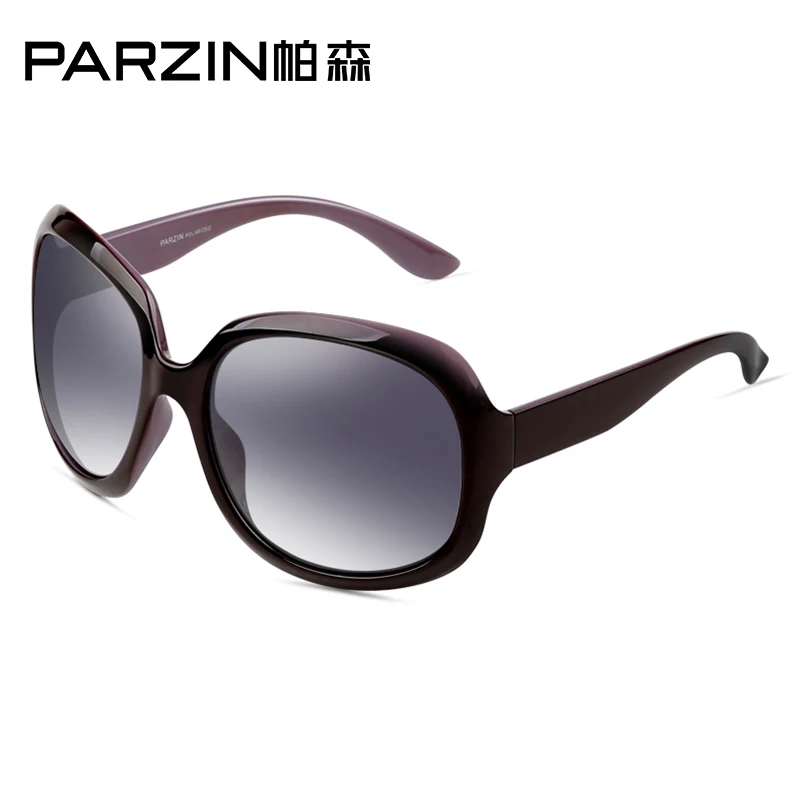 Purple PARZIN Мода негабаритные солнцезащитные очки Для женщин Брендовая дизайнерская обувь элегантные большие рамки Для женщин очки UV400 поляризованные очки с Чехол - Цвет линз: Purple