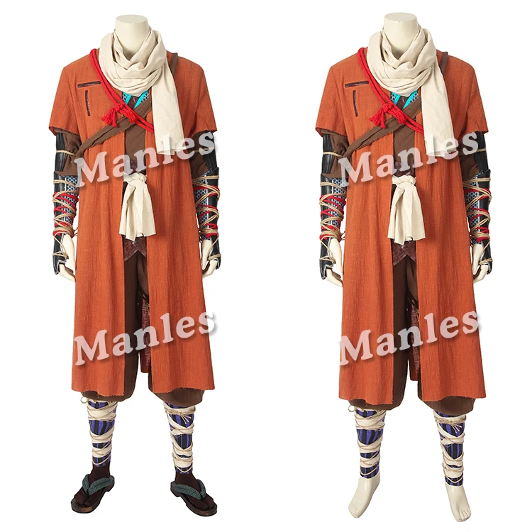 Игра Sekiro Shadows Die Twice Costume однорукий волк cosplay Coat кожаные ботинки реквизит Хэллоуин Карнавальный наряд на заказ