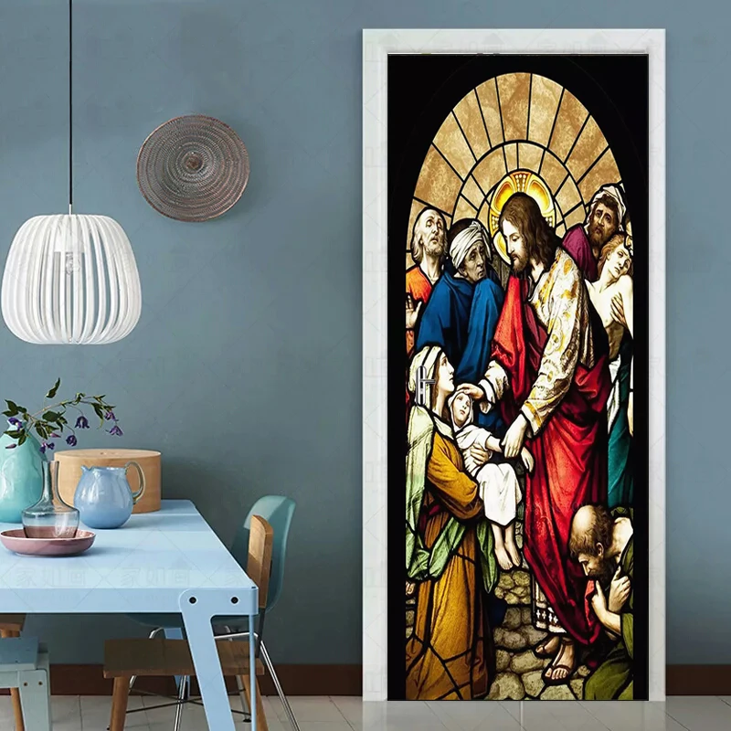 Самоклеящиеся настенные обои 3d с изображением христа|Дверные наклейки| |