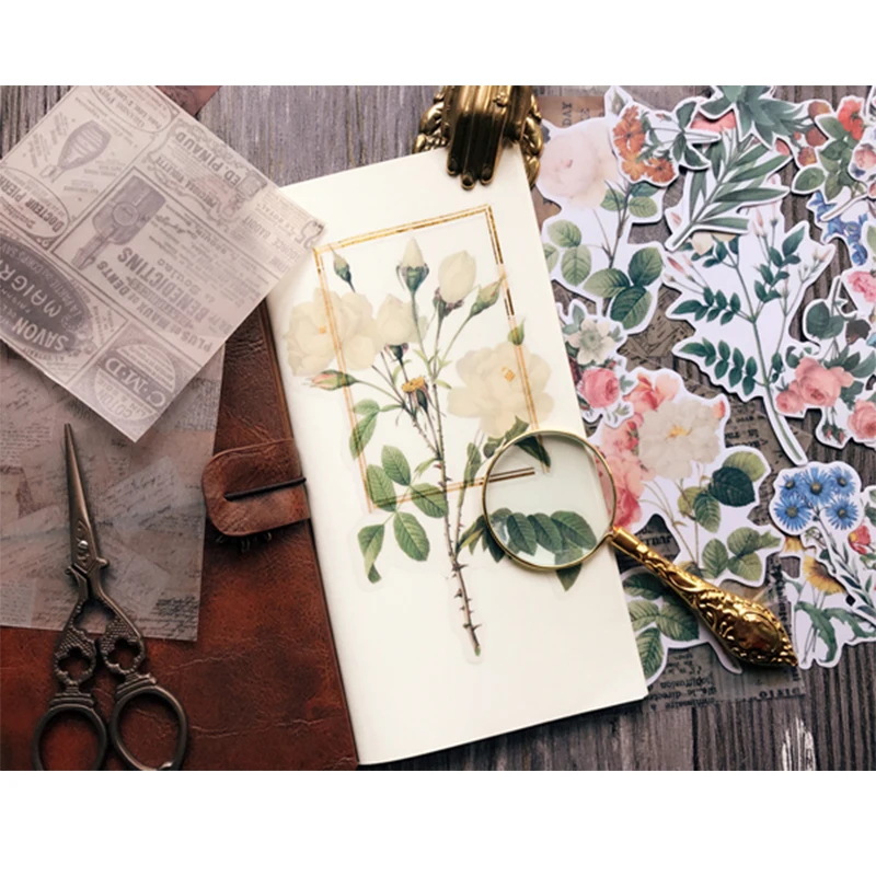 40 шт./пакет в винтажном стиле наклейки &quotрастения&quot Большие размеры завод