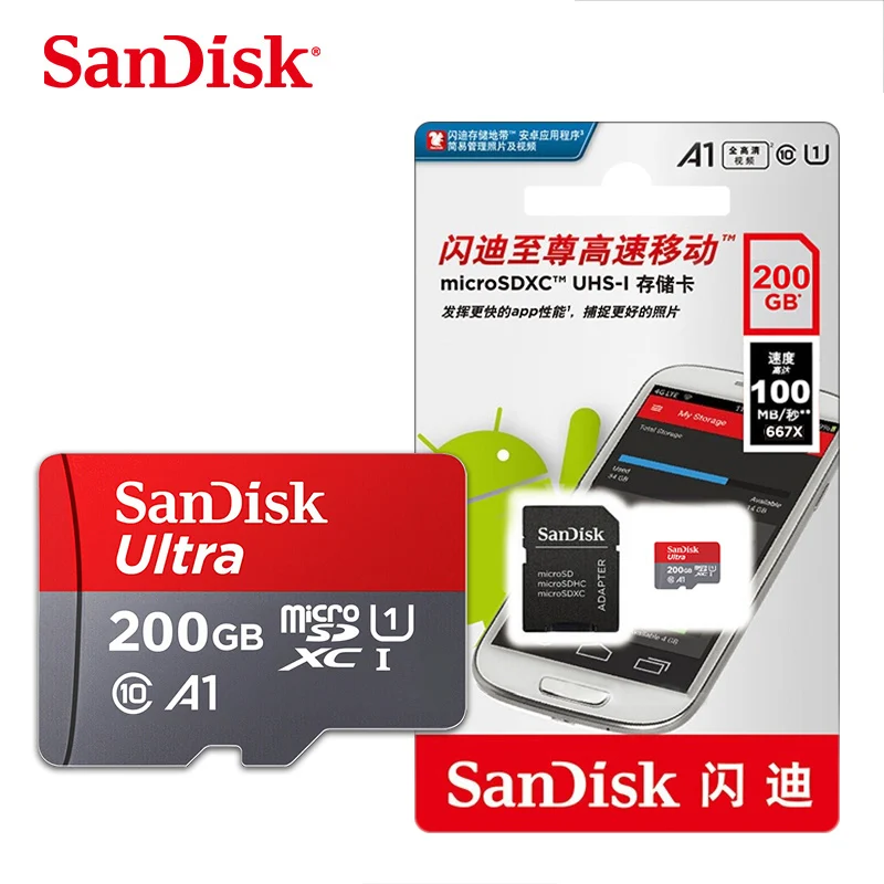 SanDisk A1 карта памяти 400 Гб 256 ГБ 200 128 64 98 МБ/с./с 32 Micro sd класс 10 UHS 1 флэш Microsd для