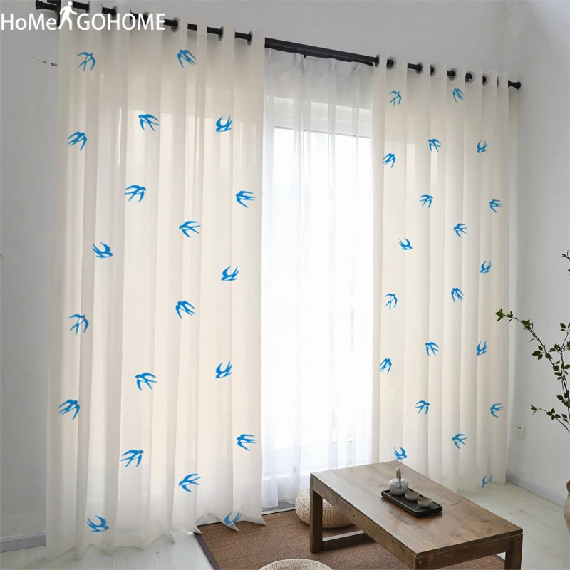 Аниме Ласточка занавес s для гостиной шифон тюль на окно элегантный домашний