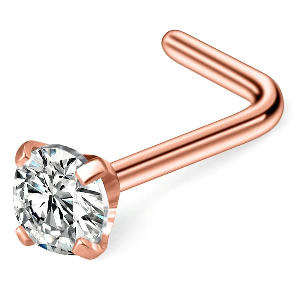 JFORYOU 20G хирургическая сталь смешанные цвета CZ кольца для носа шпильки L-образные