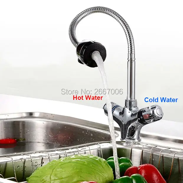 

Free Shipping Flexiable 360 degree Faucet Pull Out Thermostatic Kitchen Sink Faucet Temprature Adjust Mixer Valve taps ZR986