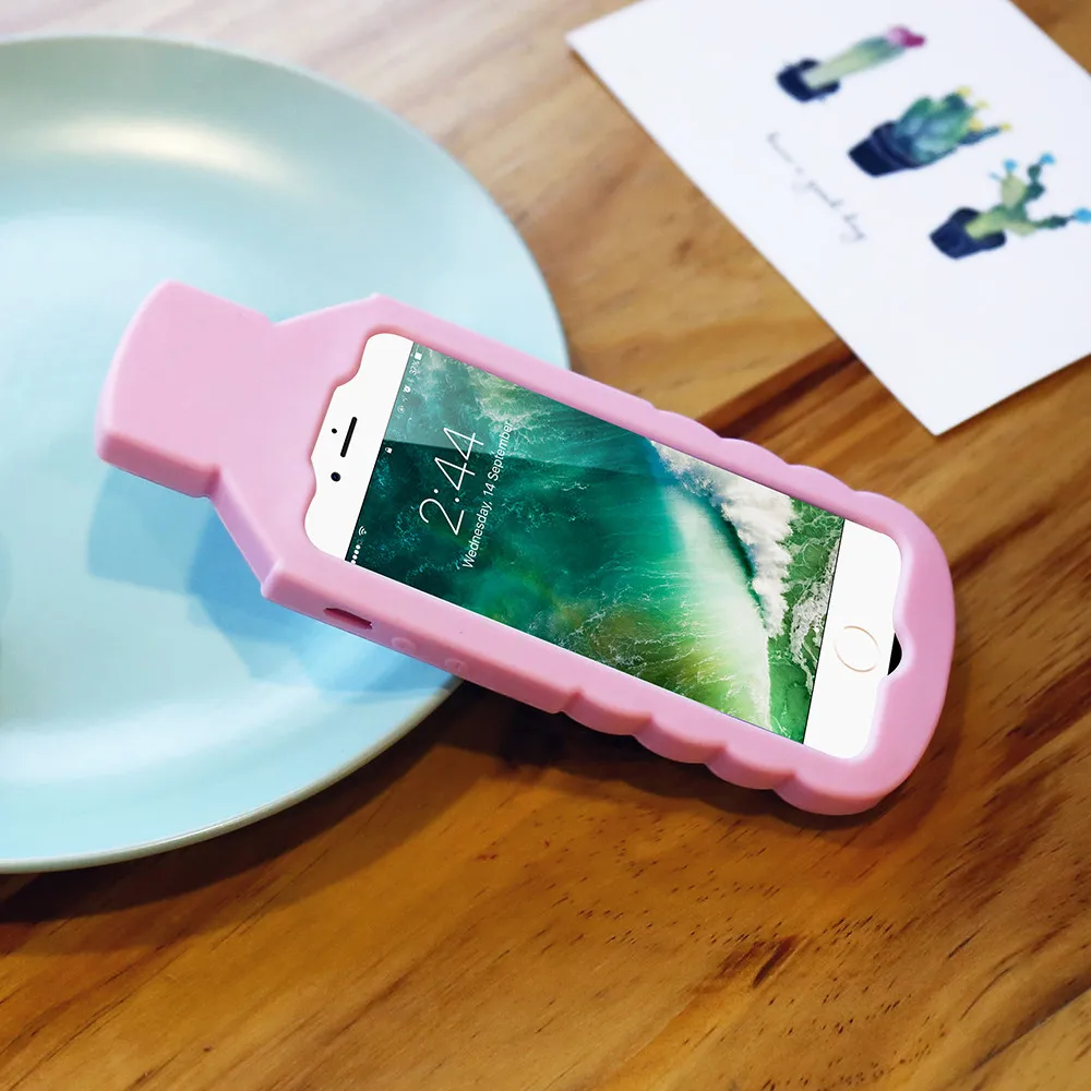 Забавный мягкий силиконовый мультяшный чехол для IPhone 4/5/6/6 s/7/7 plus/8/X и т. д. бутылка