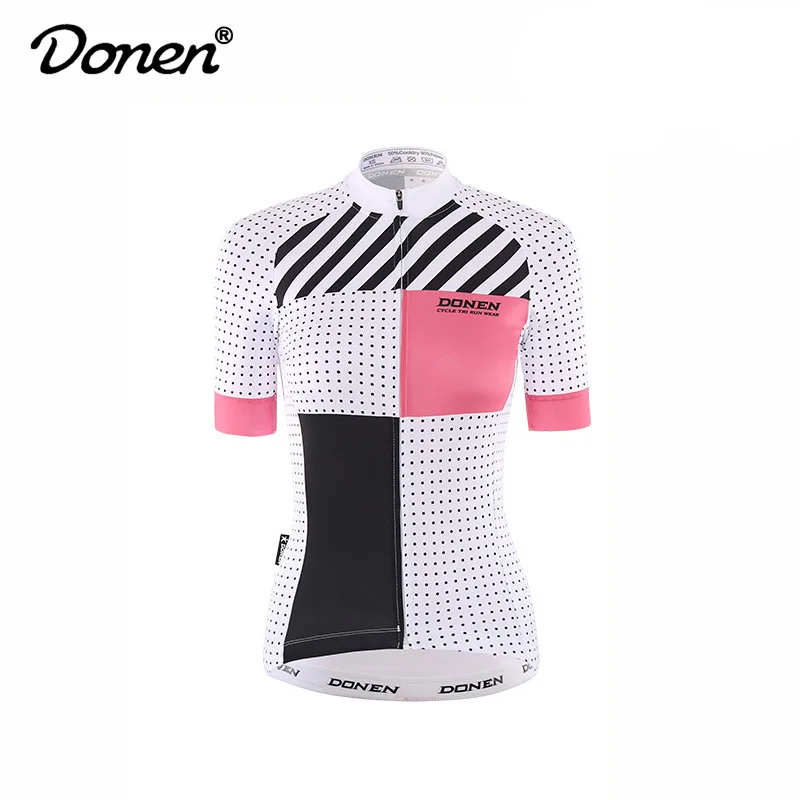 jersey DONEN, новинка, для велоспорта, женский, розовый, короткий рукав, Джерси, нагрудник, шорты, для езды на велосипеде, гоночная команда, дорожный, байкер, для велоспорта, спортивный костюм/комплект - Цвет: jersey
