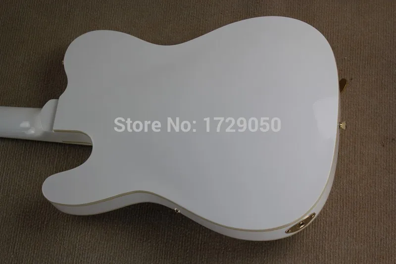 Новая белая полупустотелая гитара джаз 6 струн электрическая с Bigsby Vibrato Золотое