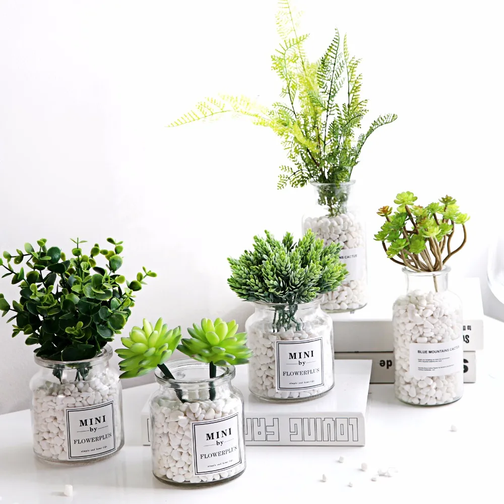 Скандинавские INS стеклянная ваза + Искусственные Цветочные украшения имитация