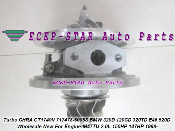 Турбокомпрессор с турбонаддувом Core GT1749V 717478-5006S 717478 для BMW 120D 320D 320CD 320TD E46 520D M47TU 2.0L