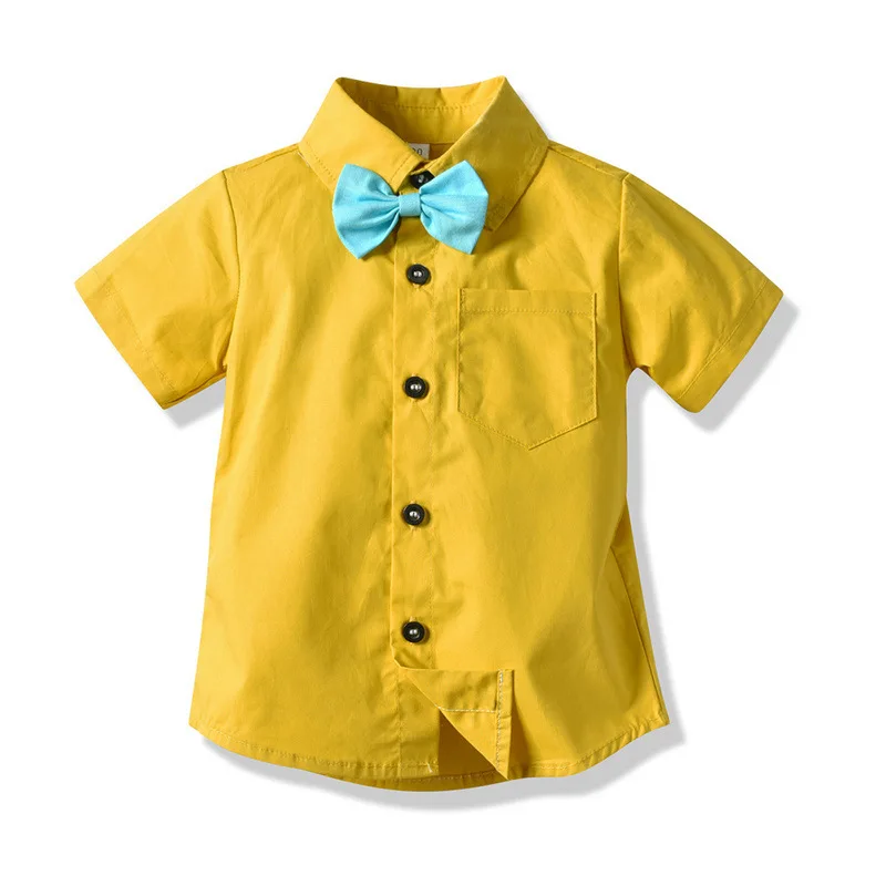 Formal Baby Boy clothing Set Gentleman Suit Short Sleeve Shirt Pants Kids Clothes Suits Children Boys Sets | Детская одежда и