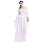 Белое платье с расклешенными рукавами, готический дворец, винтажное платье средневекового Ренессанса, одежда размера плюс, костюмы в викторианском стиле