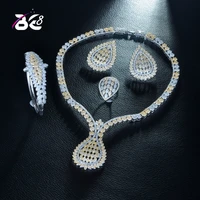 be 8 copper 2tones cubic zirconia wedding jewelry set waterdrop dubai bridal 4pcs necklace bracelet earring ring set dating s271