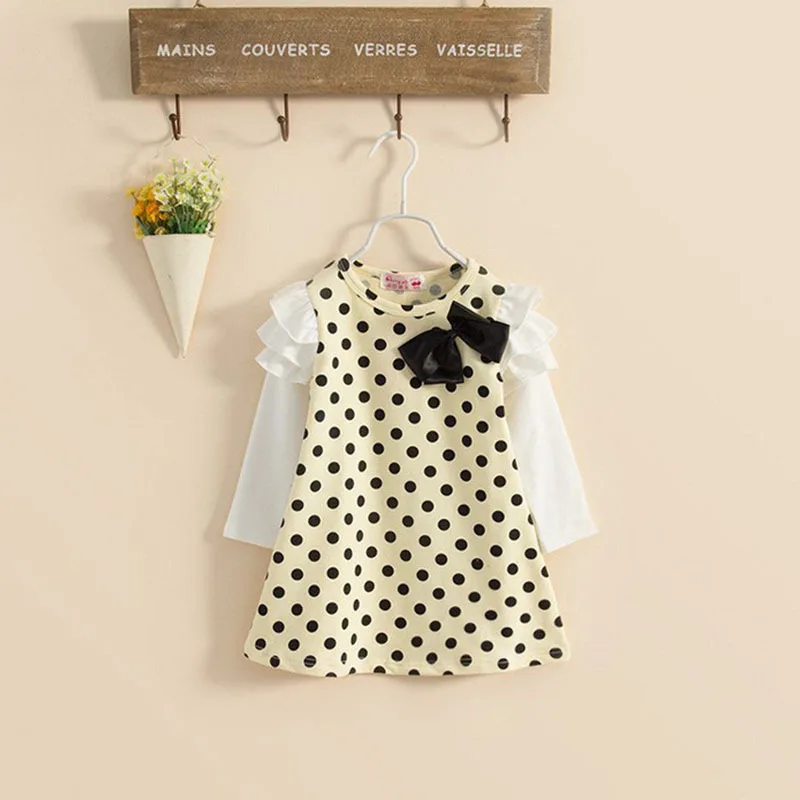 Платье в горошек для девочек Bear Leader осенне-весеннее платье с длинным рукавом