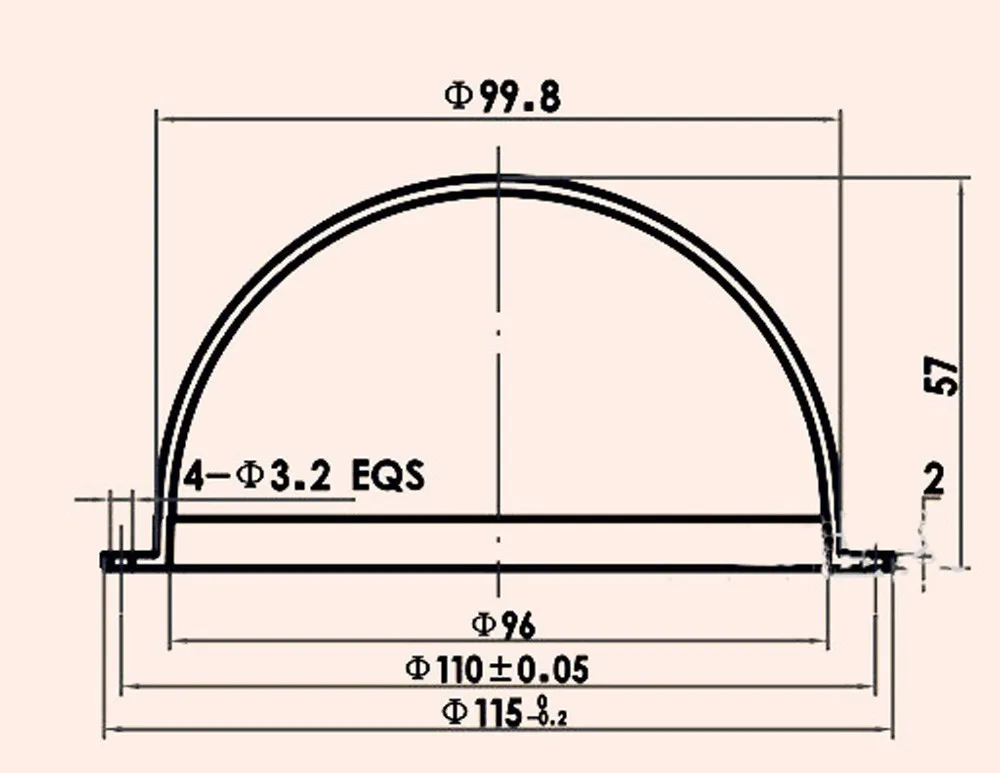 Акриловый купольный ip чехол для камеры видеонаблюдения с защитой от пыли 115x57