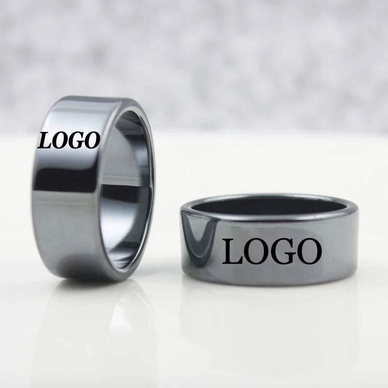 Текстовые изображения или логотип ширина 10 мм плоские гематитовые кольца для