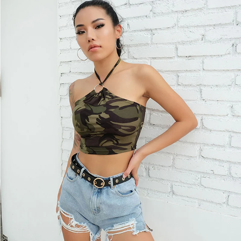 Летние пикантные короткий топ сексуальный ультра короткие камуфляжные обруч с