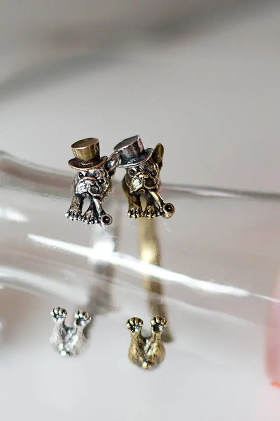 

Wholesale Adjustable Handmade Retro Animal French Bulldog Bangle--12Pcs/Lot