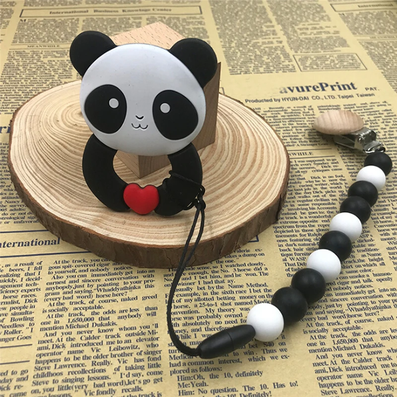 Милая мультяшная панда силиконовая цепочка для соски зажимы зубов прорезывания